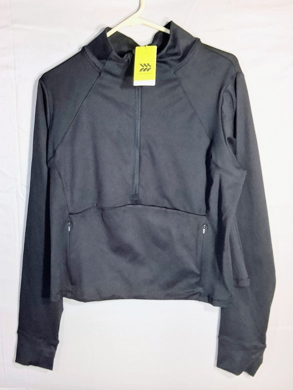 Women's NWT XXL All In Motion Thumb Hole 1/2 Zip Black Zip Pockets Sweatshirt - Picture 5 of 9